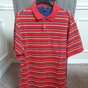 Daniel Cremieux Red and Yellow Striped Polo Shirt 100%cotton XLT